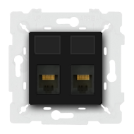 Розетка телефонная двойная 2xRJ11 Fede Barcelona Provence Черный (в сборе) 