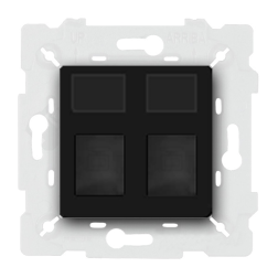 Розетка компьютерная двойная 2xRJ45 UTP 6 категории Fede Crystal de luxe Черный (в сборе) 