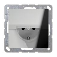 Розетка с заземлением и с крышкой Jung FDdesign Хром (в сборе) 