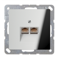 Розетка телефонная двойная 2xRJ11 Jung LSplus Хром (в сборе) 