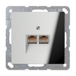 Розетка компьютерная двойная 2xRJ45 UTP 6 категории Jung LSdesign Хром (в сборе) 