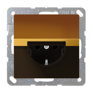 Розетка с заземлением и с крышкой Jung LS990 Имитация золота (в сборе) 