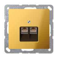 Розетка телефонная двойная 2xRJ11 Jung LS990 Имитация золота (в сборе) 