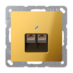 Розетка компьютерная двойная 2xRJ45 UTP 6 категории Jung LS990 Имитация золота (в сборе) 