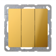 Выключатель трехклавишный Jung LS990 Имитация золота (в сборе) 