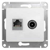 Розетка TV / RJ45 UTP 5e Schneider Electric Glossa Белый (в сборе) 