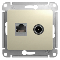 Розетка TV / RJ45 UTP 5e Schneider Electric Glossa Бежевый (в сборе) 