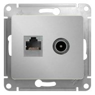 Розетка TV / RJ45 UTP 5e Schneider Electric Glossa Алюминий (в сборе) 