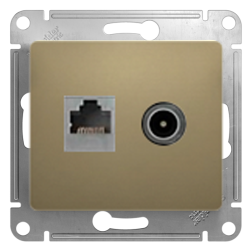 Розетка TV / RJ45 UTP 5e Schneider Electric Glossa Титан (в сборе) 