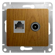 Розетка TV / RJ45 UTP 5e Schneider Electric Glossa Дуб (в сборе) 