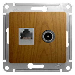 Розетка TV / RJ45 UTP 5e Schneider Electric Glossa Дуб (в сборе) 