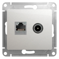Розетка TV / RJ45 UTP 5e Schneider Electric Glossa Перламутровый (в сборе) 