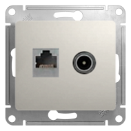 Розетка TV / RJ45 UTP 5e Schneider Electric Glossa Молочный (в сборе) 