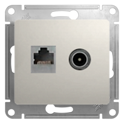 Розетка TV / RJ45 UTP 5e Schneider Electric Glossa Молочный (в сборе) 