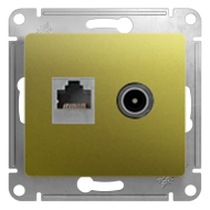 Розетка TV / RJ45 UTP 5e Schneider Electric Glossa Фисташковый (в сборе) 