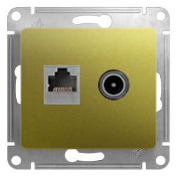 Розетка TV / RJ45 UTP 5e Schneider Electric Glossa Фисташковый (в сборе) 