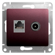 Розетка TV / RJ45 UTP 5e Schneider Electric Glossa Баклажановый (в сборе) 