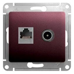 Розетка TV / RJ45 UTP 5e Schneider Electric Glossa Баклажановый (в сборе) 