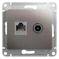 Розетка TV / RJ45 UTP 5e Schneider Electric Glossa Платина (в сборе) 
