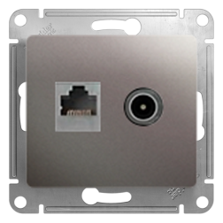 Розетка TV / RJ45 UTP 5e Schneider Electric Glossa Платина (в сборе) 