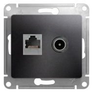Розетка TV / RJ45 UTP 5e Schneider Electric Glossa Графит (в сборе) 