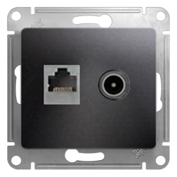Розетка TV / RJ45 UTP 5e Schneider Electric Glossa Графит (в сборе) 