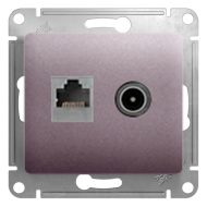 Розетка TV / RJ45 UTP 5e Schneider Electric Glossa Сиреневый туман (в сборе) 