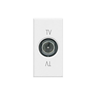 Розетка TV проходная на 1 модуль Bticino Axolute квадрат Белый (в сборе) 