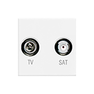 Розетка TV / SAT простая Bticino Axolute квадрат Белый (в сборе) 
