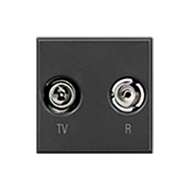 Розетка TV / SAT простая Bticino Axolute квадрат Антрацит (в сборе) 