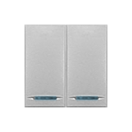 Выключатель двухклавишный с подсветкой Bticino Axolute квадрат Алюминий (в сборе) 