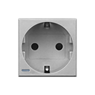 Розетка с заземлением и со шторками, самозажимные клеммы Bticino Axolute квадрат Алюминий (в сборе) 