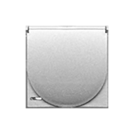 Розетка с заземлением и с крышкой Bticino Axolute квадрат Алюминий (в сборе) 