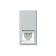 Розетка телефонная двойная 2xRJ11 Bticino Axolute овал Алюминий (в сборе)