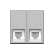 Розетка телефонная двойная 2xRJ11 Bticino Axolute квадрат Алюминий (в сборе) 