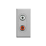 Розетка аудио / видео RCA на 1 модуль Bticino Axolute квадрат Алюминий (в сборе) 