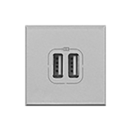 Розетка силовая с USB зарядкой Bticino Axolute овал Алюминий (в сборе)