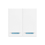 Выключатель двухклавишный с подсветкой Bticino Axolute квадрат Белый (в сборе) 