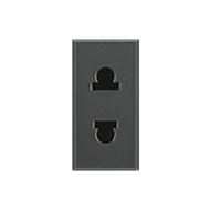 Розетка без заземления на 1 модуль Bticino Axolute овал Антрацит (в сборе) 