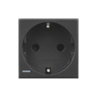 Розетка с заземлением и со шторками, самозажимные клеммы Bticino Axolute квадрат Антрацит (в сборе) 