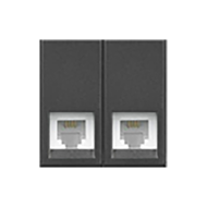Розетка телефонная двойная 2xRJ11 Bticino Axolute квадрат Антрацит (в сборе)