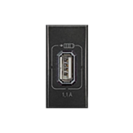 Розетка USB для зарядки устройств на 1 модуль Bticino Axolute квадрат Антрацит (в сборе) 