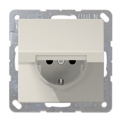 Розетка IP44 с заземлением и с крышкой Jung FDdesign Слоновая кость (в сборе) 