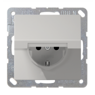 Розетка с заземлением и с крышкой Jung FDdesign Светло-серый (в сборе) 