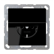 Розетка с заземлением и с крышкой Jung FDdesign Черный (в сборе) 