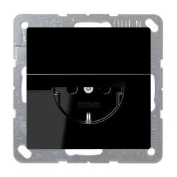 Розетка IP44 с заземлением и с крышкой Jung FDdesign Черный (в сборе) 
