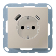 Розетка силовая с USB зарядкой Jung LS990 Слоновая кость (в сборе) (бежевый) 