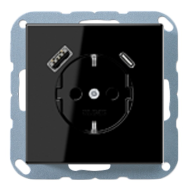 Розетка силовая с USB зарядкой Jung LS990 Черный (в сборе) 