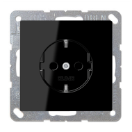 Розетка с заземлением и со шторками, винтовые клеммы Jung LSplus Черный (в сборе) 