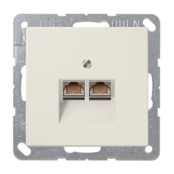 Розетка компьютерная двойная 2xRJ45 UTP 6 категории Jung LS990 Слоновая кость (в сборе) 